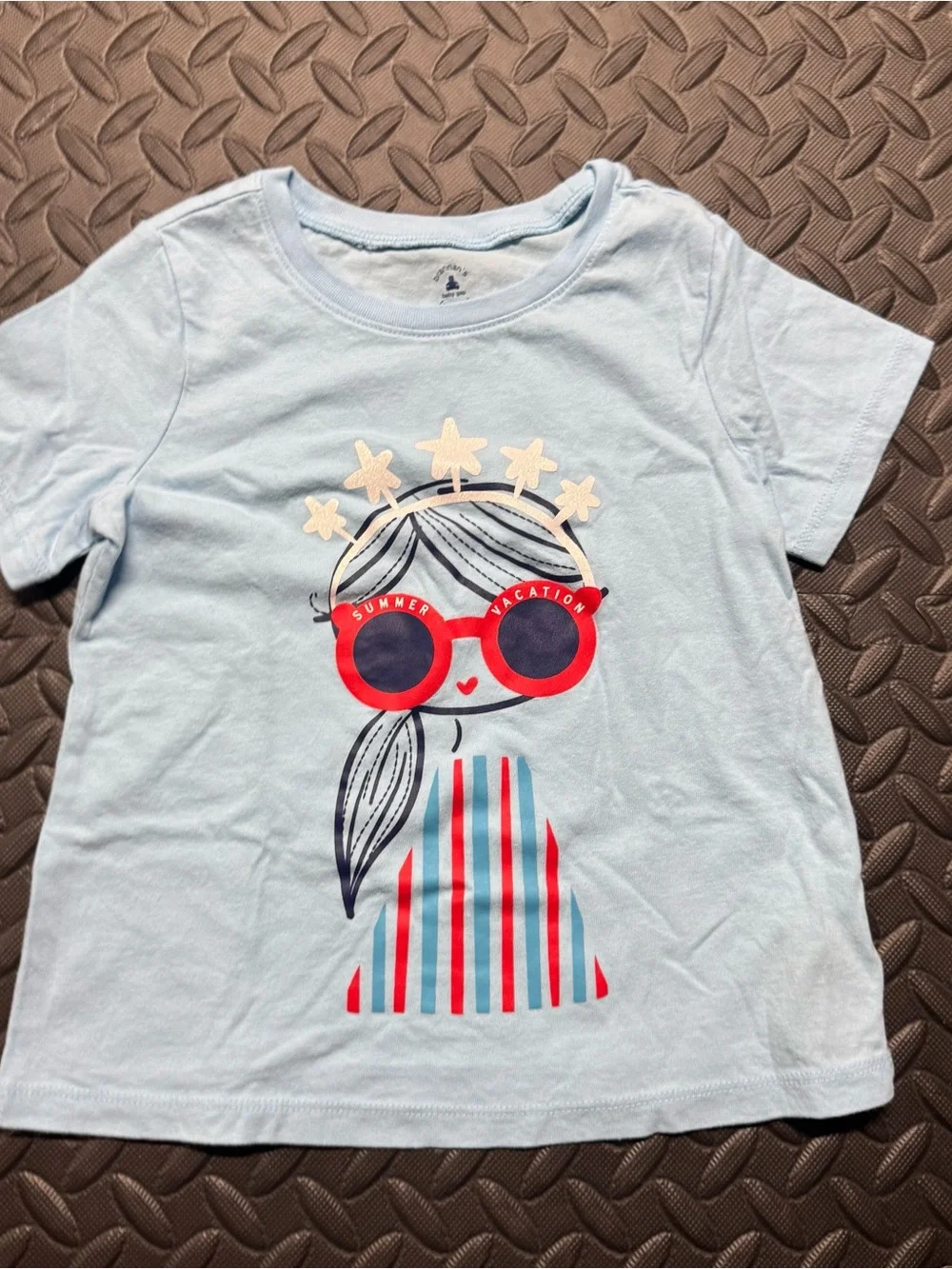 Baby Gap Girls Light Blue Graphic T-Shirt Size 5 Summer Vacation Tee